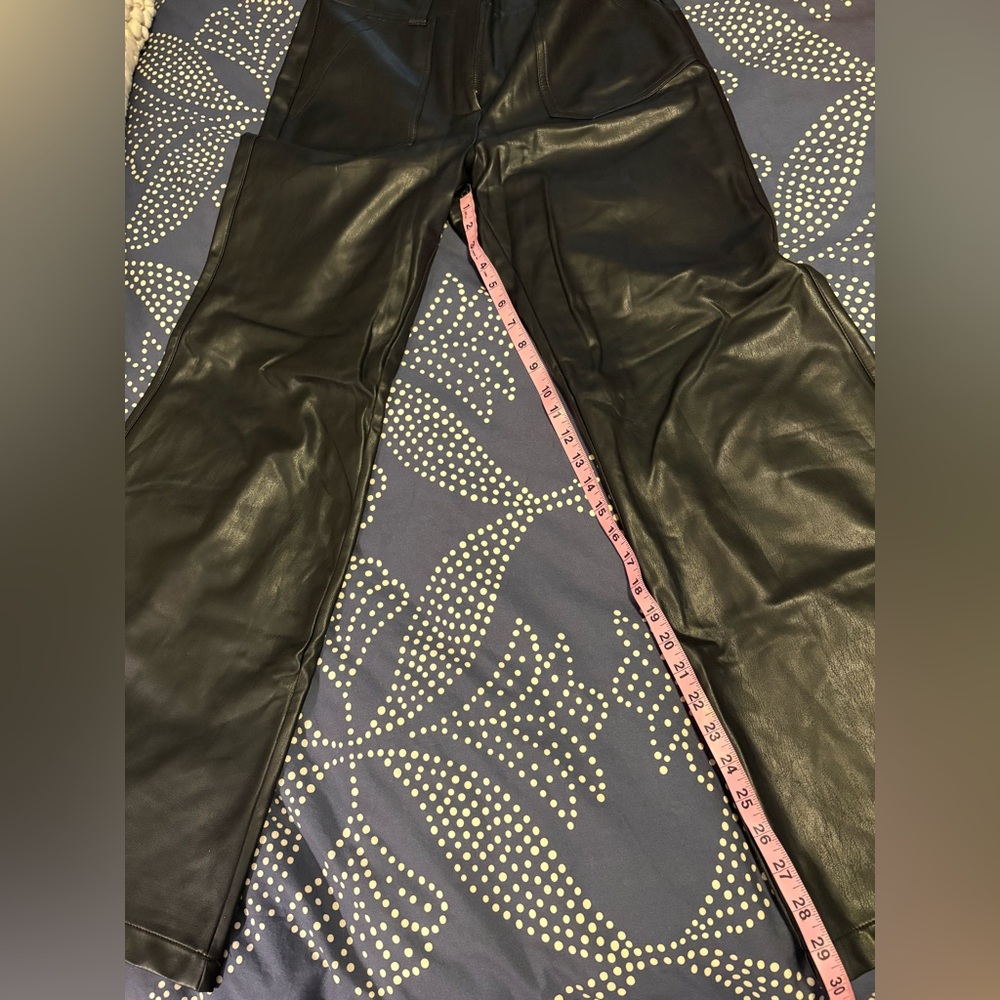 Anthropologie Maeve Naomi Wide Leg Black Faux Leather Pants EUC Size 8 - Picture 7 of 9